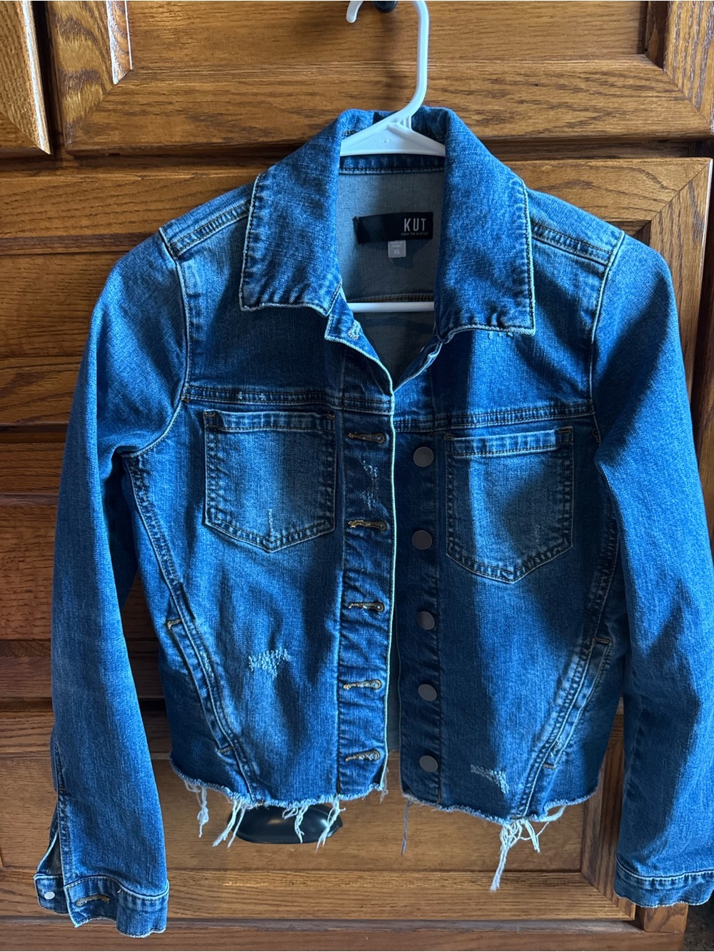 Kut from the Kloth Classic Blue Distressed Denim Jacket